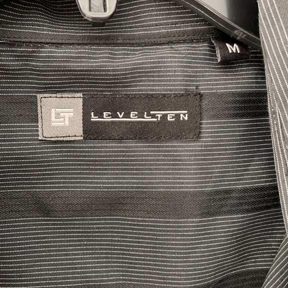 NWT Level Ten Men’s Button Down Black Stripe Shirt Size Medium - Picture 5 of 7